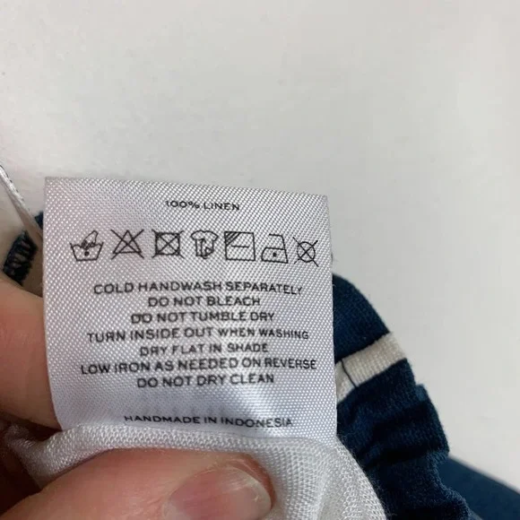 NWT FAITHFULL Suns Out Top linen strapless frayed cropped navy white striped - Picture 11 of 15